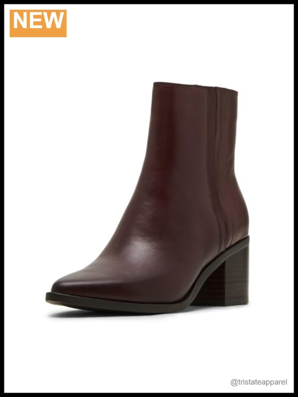 Waterproof Faux Leather Ankle Bootie with Block Heel